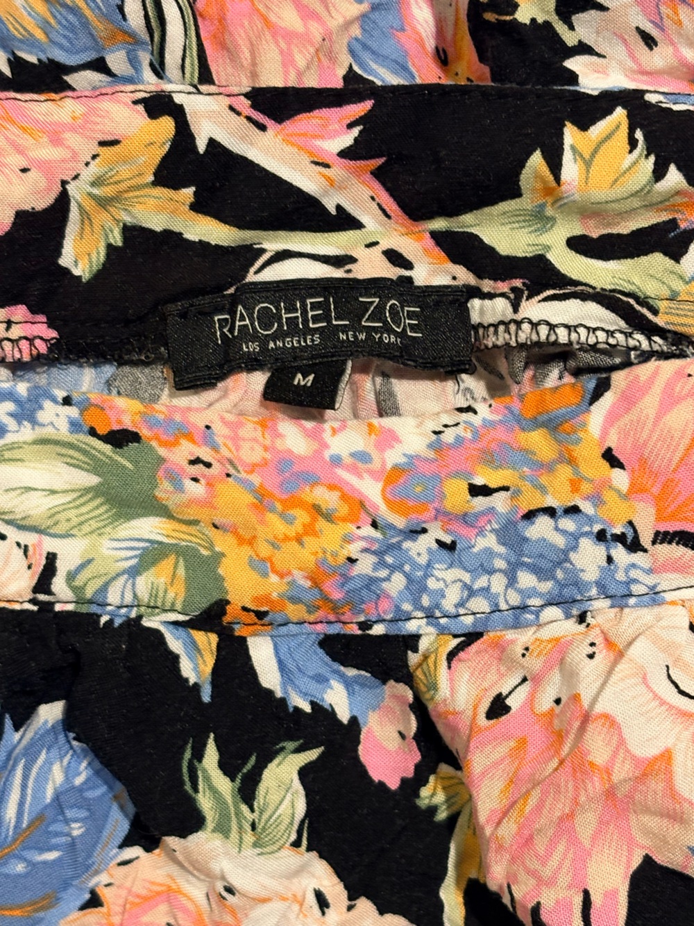 Rachel Zoe Navy/PinkFloral Tiered Bohemian Maxi Skirt M - Picture 5 of 6